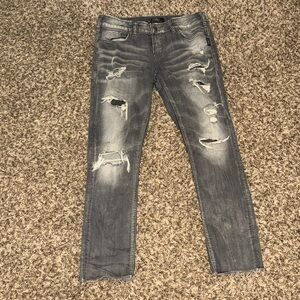 Silver 28/ Suki Mid Ankle Slim Super Stretch distressed gray jeans